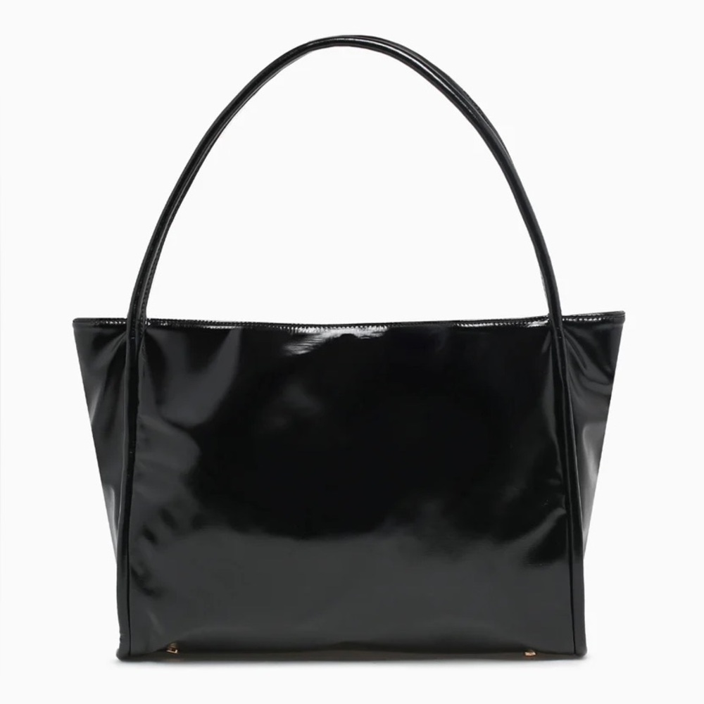 Sleek Black Patent Leather Tote Bag